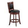 Comfortable Swivel Counter Height Chair 1pc Dark Cherry Finish Faux Leather Upholstery Solid Wood Furniture
