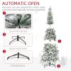 HOMCOM 7.5ft Unlit Snow-Flocked Slim Pine Artificial Christmas Tree with Realistic Branches and 668 Tips