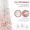 6' Tall Unlit Pencil Fir Artificial Christmas Tree with Realistic Branches and Steel Base, Pink and White