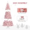 HOMCOM 7.5' Tall Prelit Christmas Tree Douglas Fir Artificial Christmas Tree with Realistic Branches, 500 Warm White LED Lights and 1346 Tips, Pink