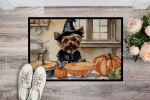 NEW Yorkie Fall Kitchen Pumpkins Doormat Front Door Mat Indoor Outdoor Rugs for Entryway, Non Slip Washable Low Pile, 18H X 27W