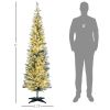 HOMCOM 6' Tall Pre-Lit Slim Noble Fir Artificial Christmas Tree with 170 Warm White LED Lights and 390 Tips, for Christmas Decoration, Green