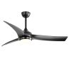52 Inch Modern Black Ceiling Fan with 18W LED Light and Remote Control 3 ABS Blades DC Motor for Bedroom Living Roon