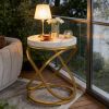 Round End Table, Tall Sofa Side Table with Faux Marble Top