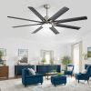 66 Inch Large Ceiling Fan With Dimmable Led Light 8 ABS Blades Smart Remote Control Reversible DC Motor For Living Room