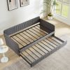 Daybed, sofa bed metal framed with trundle twin size, Grey, 78.4''w x 41''d x 29.8''h.