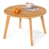 Round Outdoor Acacia Wood Side Table with Slatted Tabletop