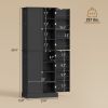 65" Kitchen Cabinet, Kitchen Pantry Cabinet with 4 Doors and 16 Door Shelves for Dining Room, Black