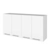 Burlingame 5-Shelf 4-Door 2-piece Kitchen Set, Kitchen Island and Upper Wall Cabinet White and Light Oak