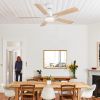 52 in. Integrated LED Farmhouse Indoor/Outdoor White Smart Ceiling Fan with Remote Control