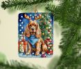 Cocker Spaniel Christmas Reindeer Porcelain Ornament Christmas Tree Hanging Decorations for Home Christmas Holiday, Rectangle, Gift, Multicolor