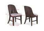 2pc Mid-Century Modern Upholstered Dining Chair Barrel Back Brown Walnut Finish Wooden Dining Room Furniture