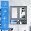 Gray bathroom cabinet with mirror