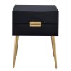 Black and Gold Side Table with 2 Drawer
