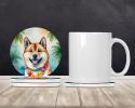 Akita Luau Large Sandstone Coasters Pack of 4 Absorbent Round Coasters Decor Gifts for Men or Women, 4 in, Multicolor