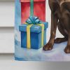 Chocolate Labrador Retriever Christmas Reindeer House Flag Large Porch Sleeve Pole Decorative Outside Yard Banner Artwork Wall Hanging, Polyester, Hou