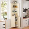 68 Inch Tall Corner Cabinet with 5 Shelves and 2 Fluted Doors for Bathroom
