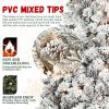 4FT Flocked Christmas Tree with 150 UL Lights and 21 Natural Pine Cones ��� Snowy PVC Tips, 366 Tips, Hinged Structure, Stable Metal Stand, Easy Setup