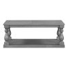 U_STYLE Vintage Coffee Table Featuring Artistic Vase Column Legs and Luxurious Pine Veneer for Timeless Charm,Suitable for living room, study room