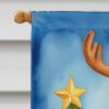 English Foxhound Christmas Reindeer House Flag Large Porch Sleeve Pole Decorative Outside Yard Banner Artwork Wall Hanging, Polyester, House Size, Mul