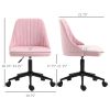 Vinsetto Velvet Swivel Mid-Back Office Chair Scallop Design Home Office Pink