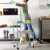 3-Shelf Heavy Duty Adjustable Wire Shelving Storage Rack on 2" PP Plastic Wheel Casters, Steel Utility Shelving Unit for Garage and Laundry Room