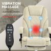 Vinsetto Massage Office Chair, Heated Reclining Office Desk Chair with Adjustable Height and Footrest, Beige