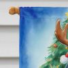 Black and Tan Coonhound Christmas Reindeer House Flag Large Porch Sleeve Pole Decorative Outside Yard Banner Artwork Wall Hanging, Polyester, House Si