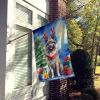 Keeshond Christmas Reindeer House Flag Large Porch Sleeve Pole Decorative Outside Yard Banner Artwork Wall Hanging, Polyester, House Size, Multicolor