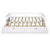 Wooden Daybed with Trundle Bed and Two Storage Drawers , Extendable Bed Daybed,Sofa Bed for Bedroom Living Room,White
