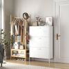 Shoe Storage Cabinet with 3 Flip Drawers, Freestanding Shoe Cabinet Organizer with Metal Frame for Entryway, Hallway, Foyer, White