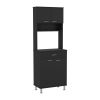 Pantry Cabinet 67" H, Four Doors, One Drawer, Three Internal Shelves, 2 External Storage Shelves, Microwave Storage Option, Four Legs, Black