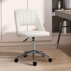 Vinsetto Mid-Back Home Office Chair, Velvet Fabric Swivel Scallop Shape Computer Desk Chair for Home Office or Bedroom, Cream White