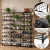 Large Shoe Rack 9 Tier 3 Row, 50-inch Heavy Duty Iron Pipe Shoe Organizer Shelf with 9 PP Liners, Space Saving Closet Shoe Tower for Entryway, Hallway