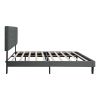 Twin Size Upholstered Platform Bed Frame with Modern Button Tufted Linen Fabric Headboard, No Box Spring Needed, Wood Slat Support, Easy Assembly, Dra