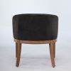 Mid Century Modern Upholstered Barrel Dining Chairs with Arms,Farmhouse Linen Kitchen & Dining Room Chairs with Natural Hardwood Frame