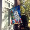 Samoyed Christmas Reindeer House Flag Large Porch Sleeve Pole Decorative Outside Yard Banner Artwork Wall Hanging, Polyester, House Size, Multicolor