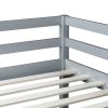Full Rubber Wood Loft Bed with Ladder,Grey