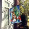Basset Hound Christmas Reindeer House Flag Large Porch Sleeve Pole Decorative Outside Yard Banner Artwork Wall Hanging, Polyester, House Size, Multico