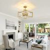 4-Lights Ceiling Light Gold Light Fixture Industrial Flush Mount Ceiling Light Farmhouse Chandelier Lighting for Kitchen Island Dining Room Bedroom Fo