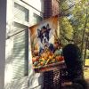 Boston Terrier Thanksgiving House Flag Large Porch Sleeve Pole Decorative Outside Yard Banner Artwork Wall Hanging, Polyester, House Size, Multicolor
