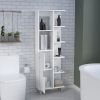 Mott 63" H Linen Bathroom Cabinet with Seven Open Shelves, One Drawer and four legs,White