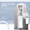 HOMCOM Tall Bathroom Storage Cabinet/Freestanding Linen Tower with 3-Tier Open Adjustable Shelf, White