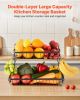 2 Tier Fruit Basket Bowl Kitchen Countertop Storage Stand Holder Banana Hanger