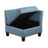 Living Room Furniture Corner Wedge Blue Tufted Solid Wood Modern Comfort 1pc Modular Piece Wedge Sofa Hidden Storage