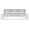 Twin Floor Bed with Bedside Bookcase,Shelves,Guardrails,White