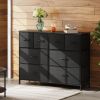8 Drawers Fabric Cabinet Metal Frame Wide Wood Top Storage Tower TV Stand Clothes Organizer for Bedroom Living Room,Black