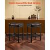 Bar Stool Set of 2, PU Leather Counter Height Stools, 25 inch Barstool with Saddle-Seat and Metal Legs, Easy Assembly Backless Bar Chair