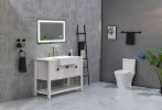 32 x 20 Inch LED Bathroom Mirror with Front and Backlight, Wall Mounted Vanity Mirror, Anti-Fog, Memory, 3 Colors, Stepless Dimmable