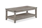 Rustic Gray Brown 3-Piece Cocktail Set Wooden Table Top Rectangular Coffee Table and Two Matching Square End Tables Living Room Wooden Furniture Retro